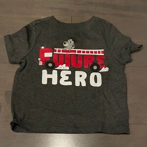 Old Navy Charcoal Grey  Toddler Tee or T-shirt with Firetruck and Dog Graphic